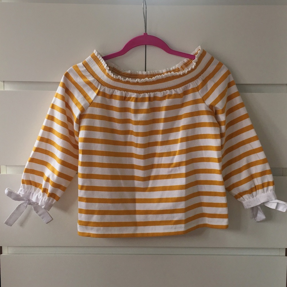 Yellow Striped Off the Shoulder Top